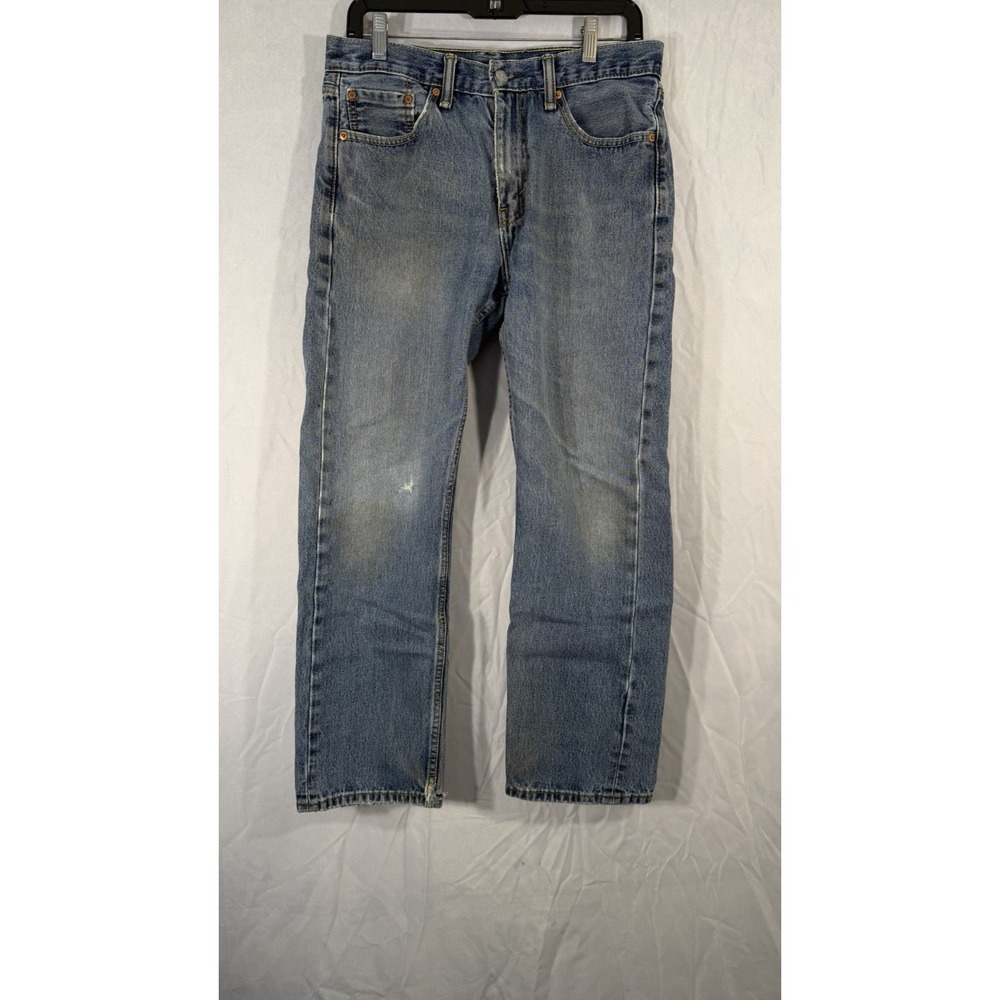 Levi's 505 Light Wash Blue Jeans Fit 30x29 Distress Regular Fit Mens Cotton - Picture 7 of 13
